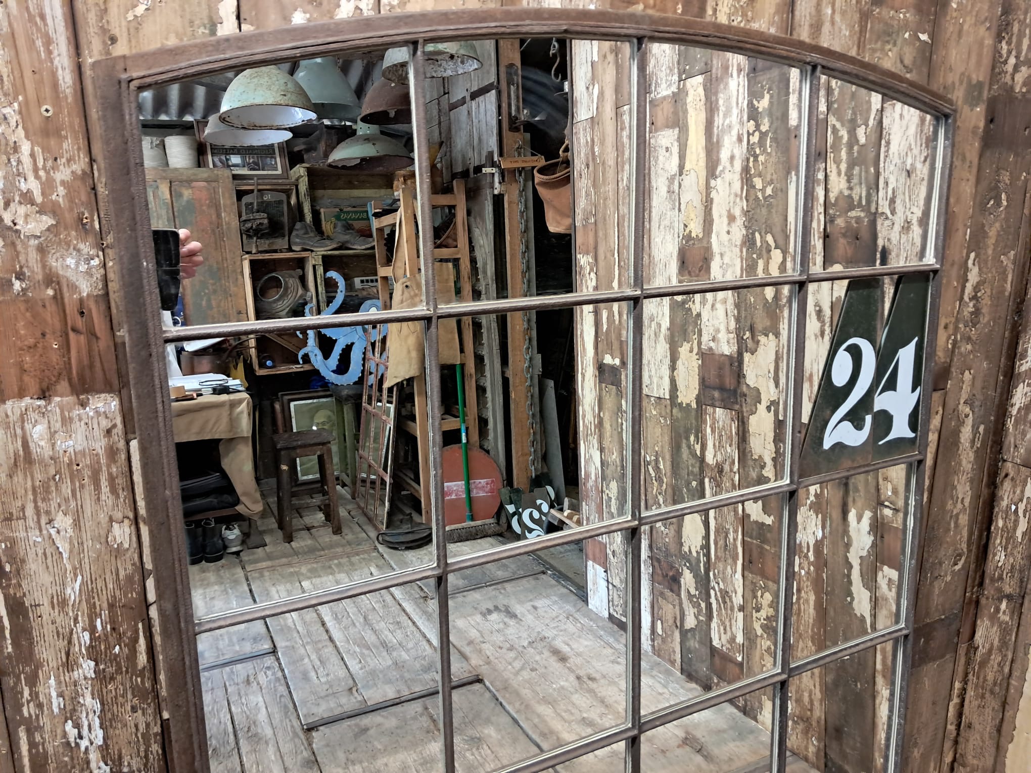 wrought iron arch top window mirror mirrors garden