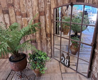 wrought iron arch top factory window mirror mirrors garden