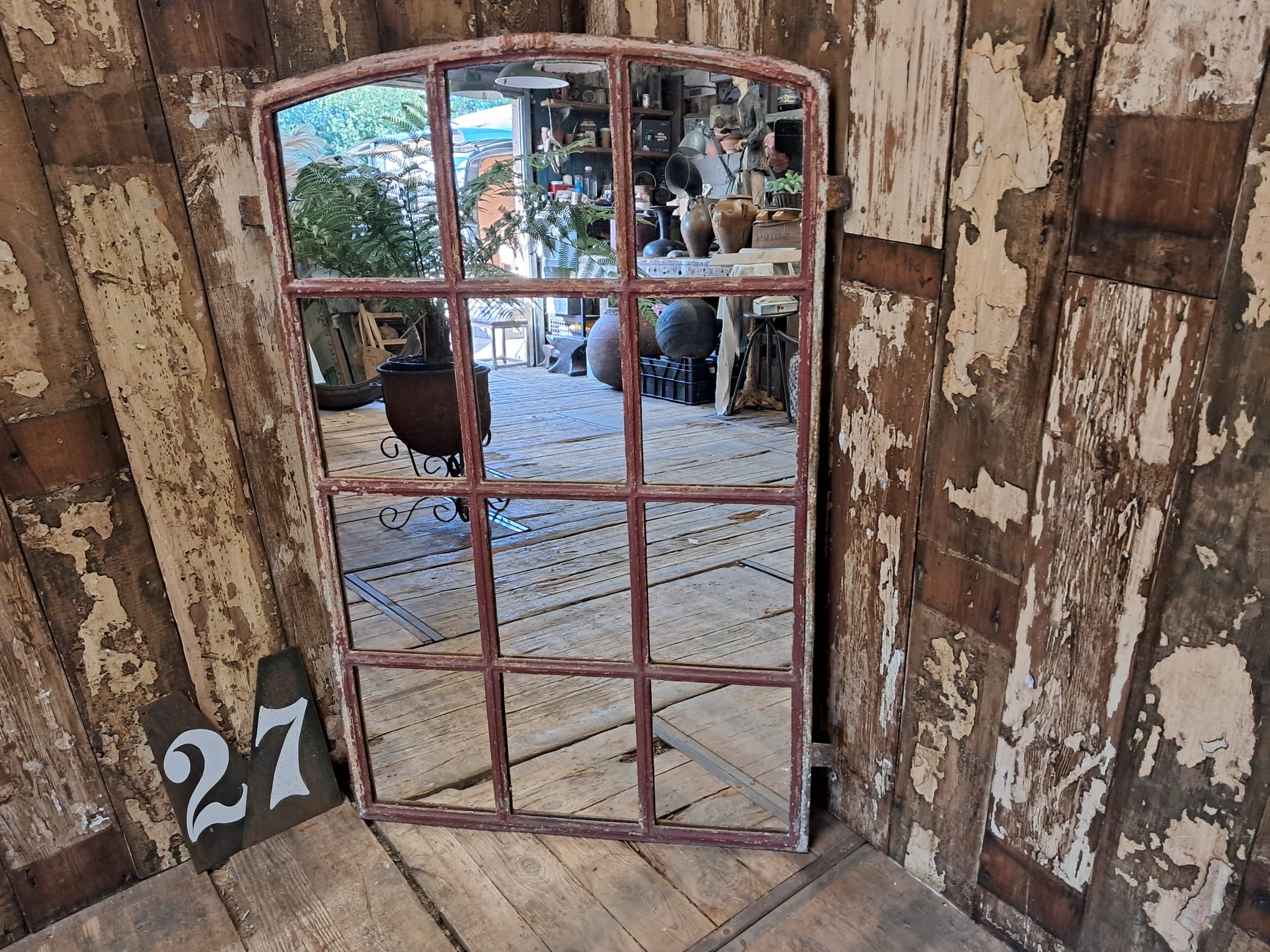 wrought iron arch top factory window mirror mirrors garden