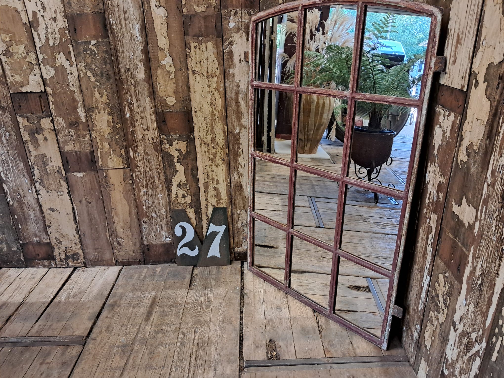 wrought iron arch top factory window mirror mirrors garden