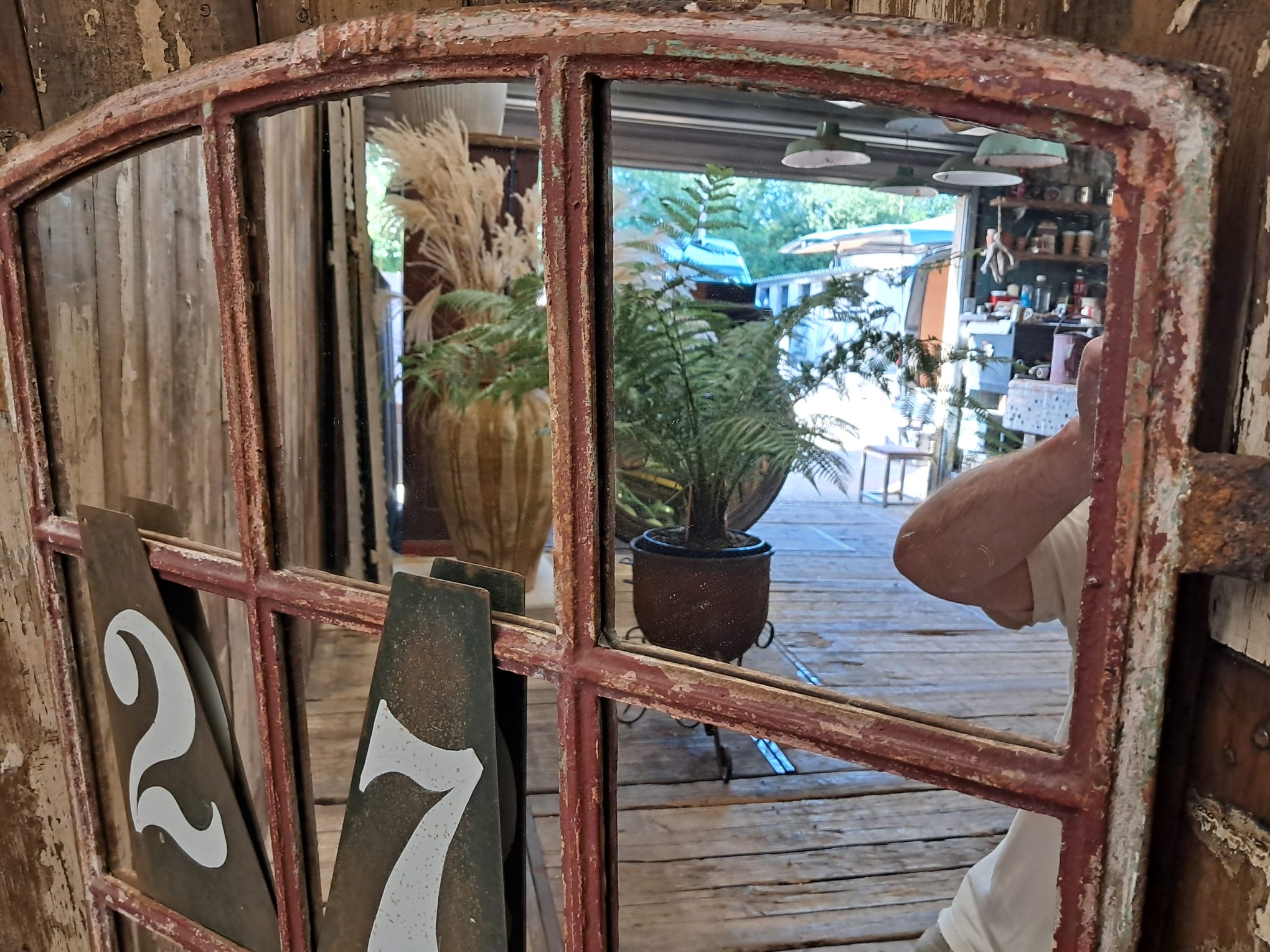 wrought iron arch top factory window mirror mirrors garden
