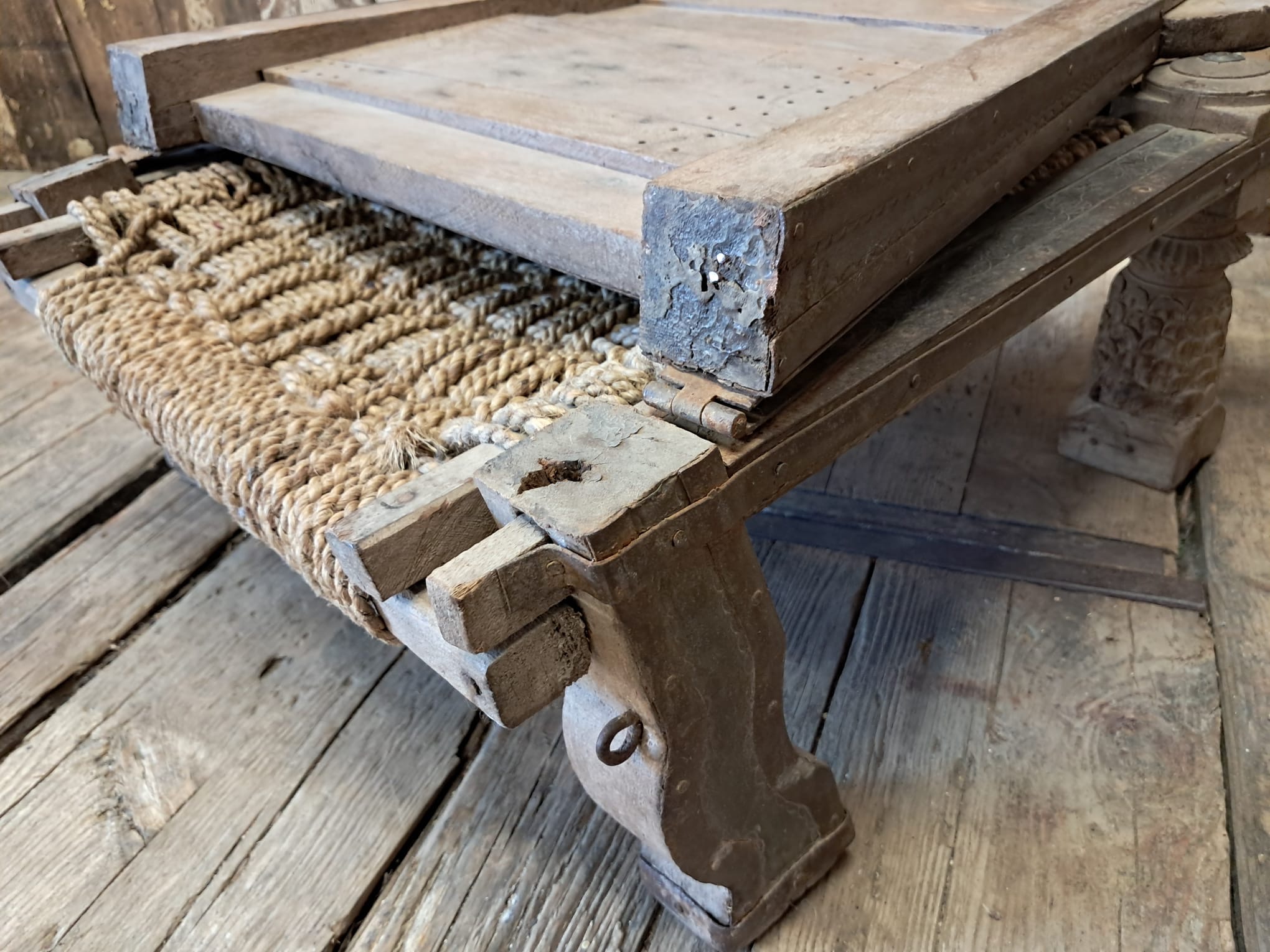 wood and rope low chair seating occasional chairs