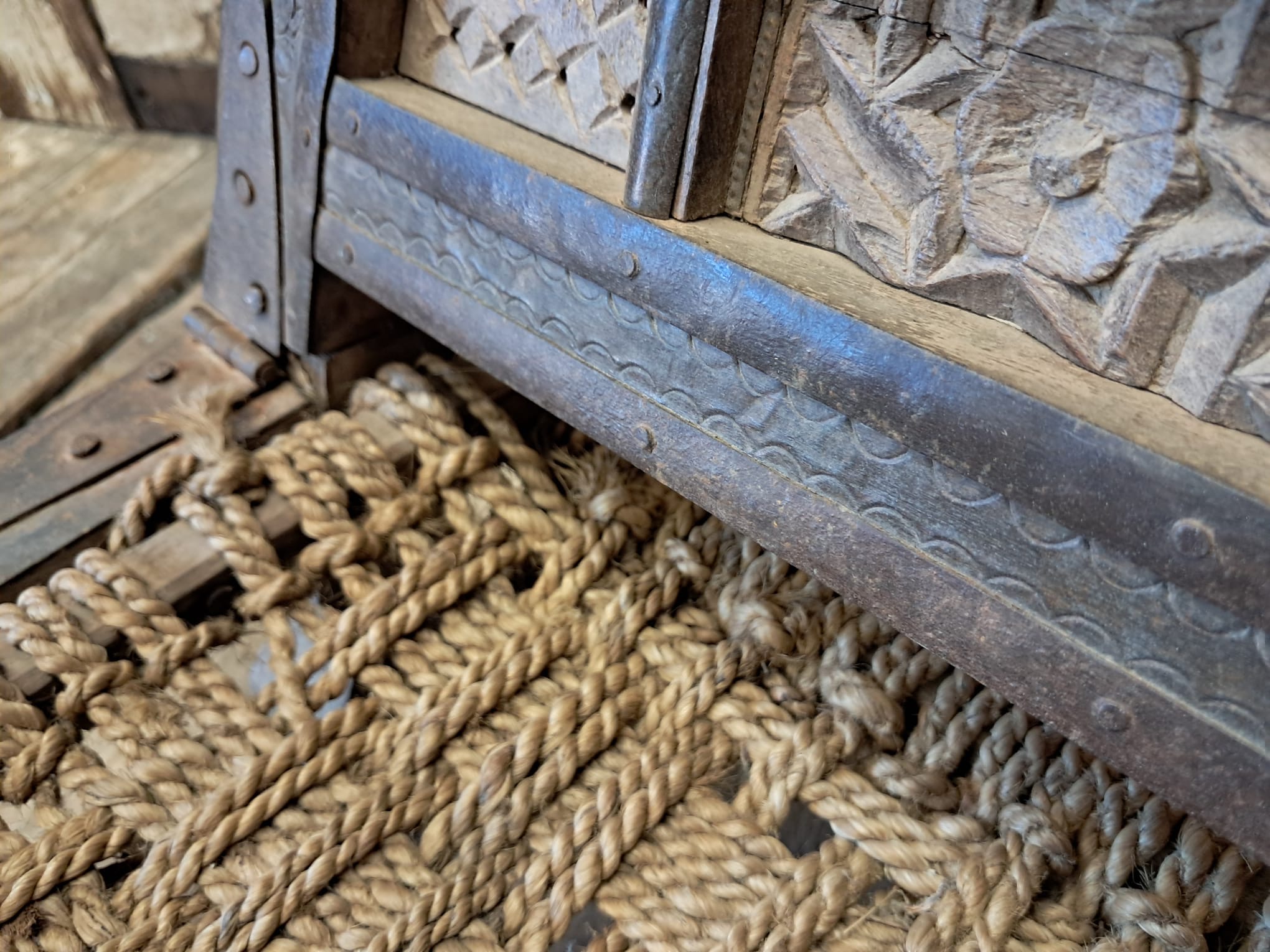 wood and rope low chair seating occasional chairs