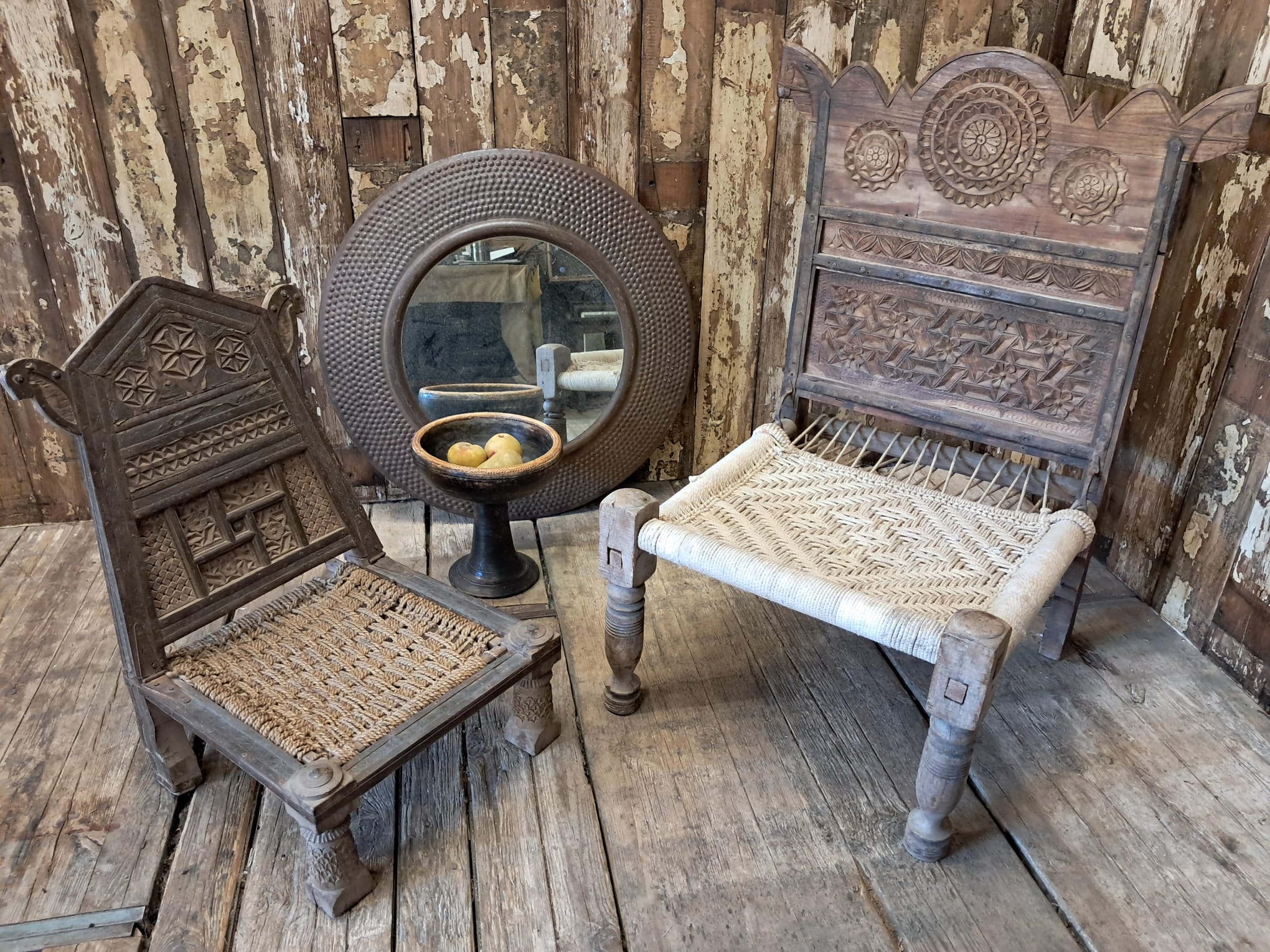 wood and rope low chair seating occasional chairs