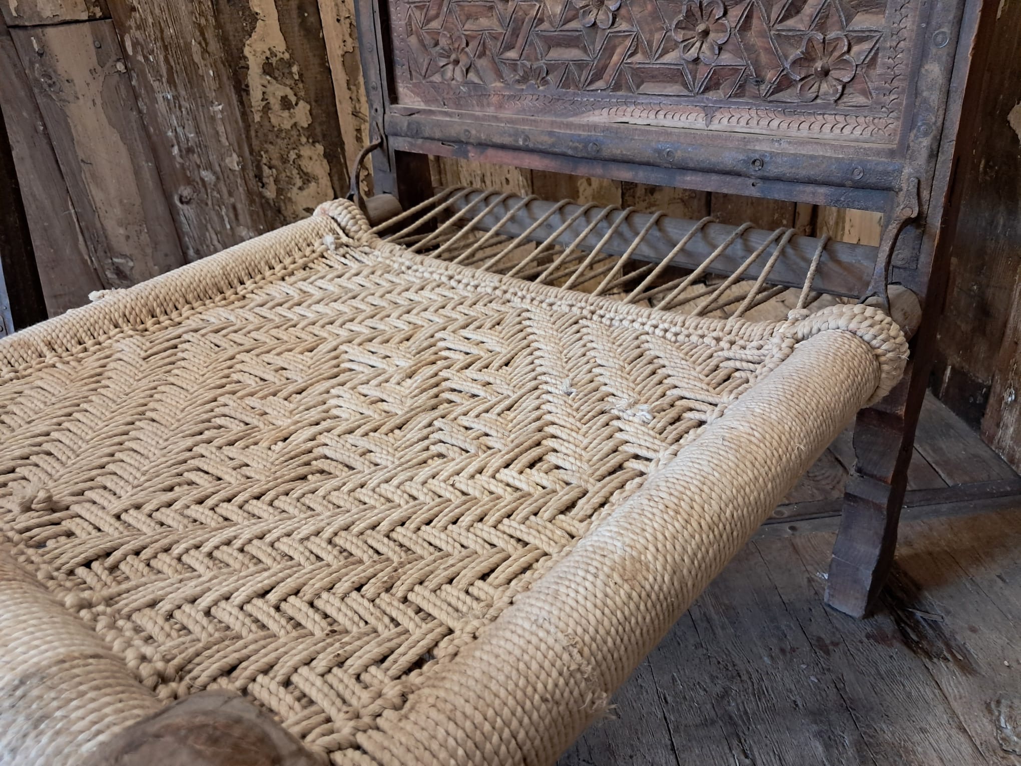 wood and rope low chair seating occasional chairs