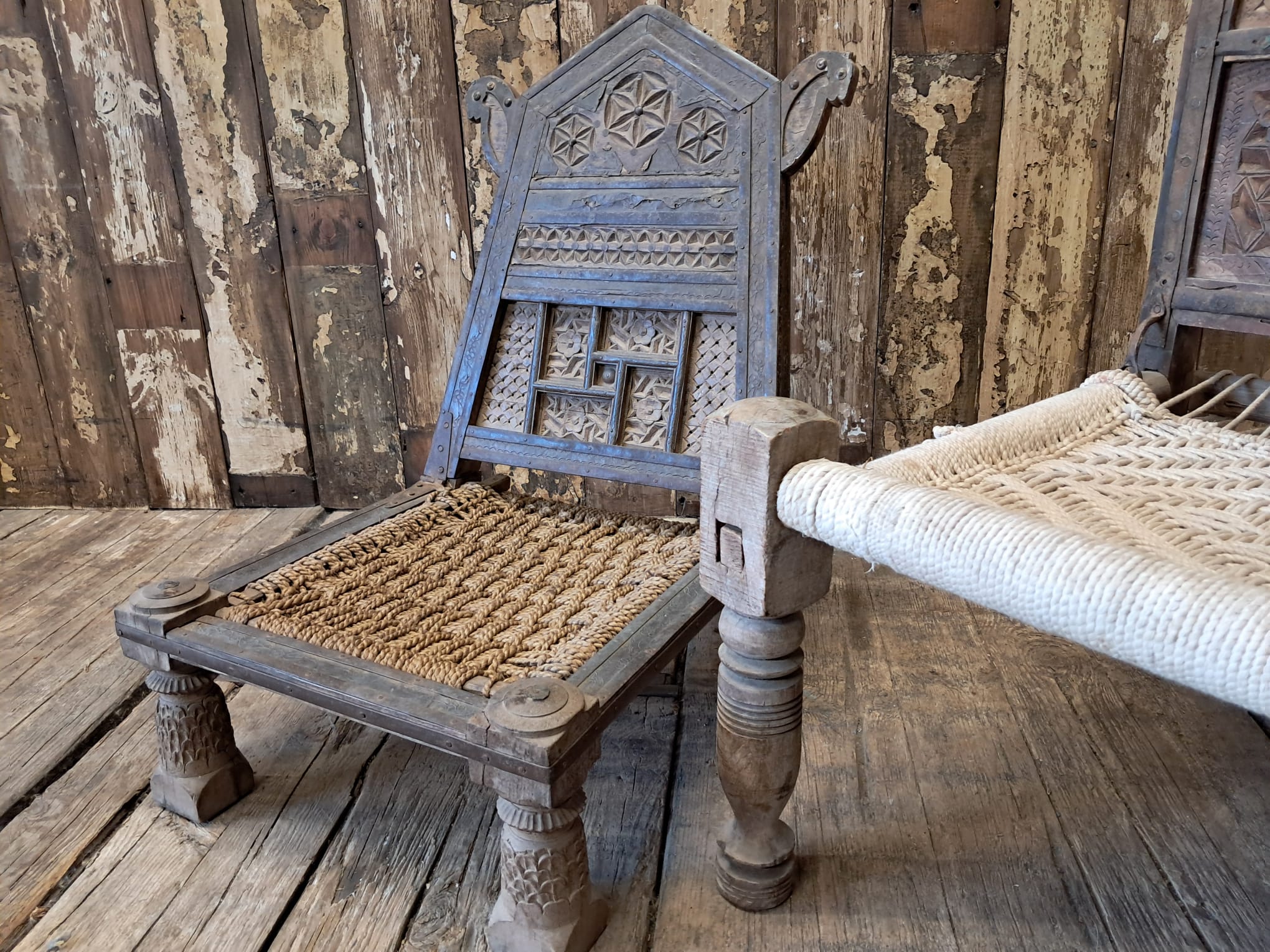 wood and rope low chair seating occasional chairs