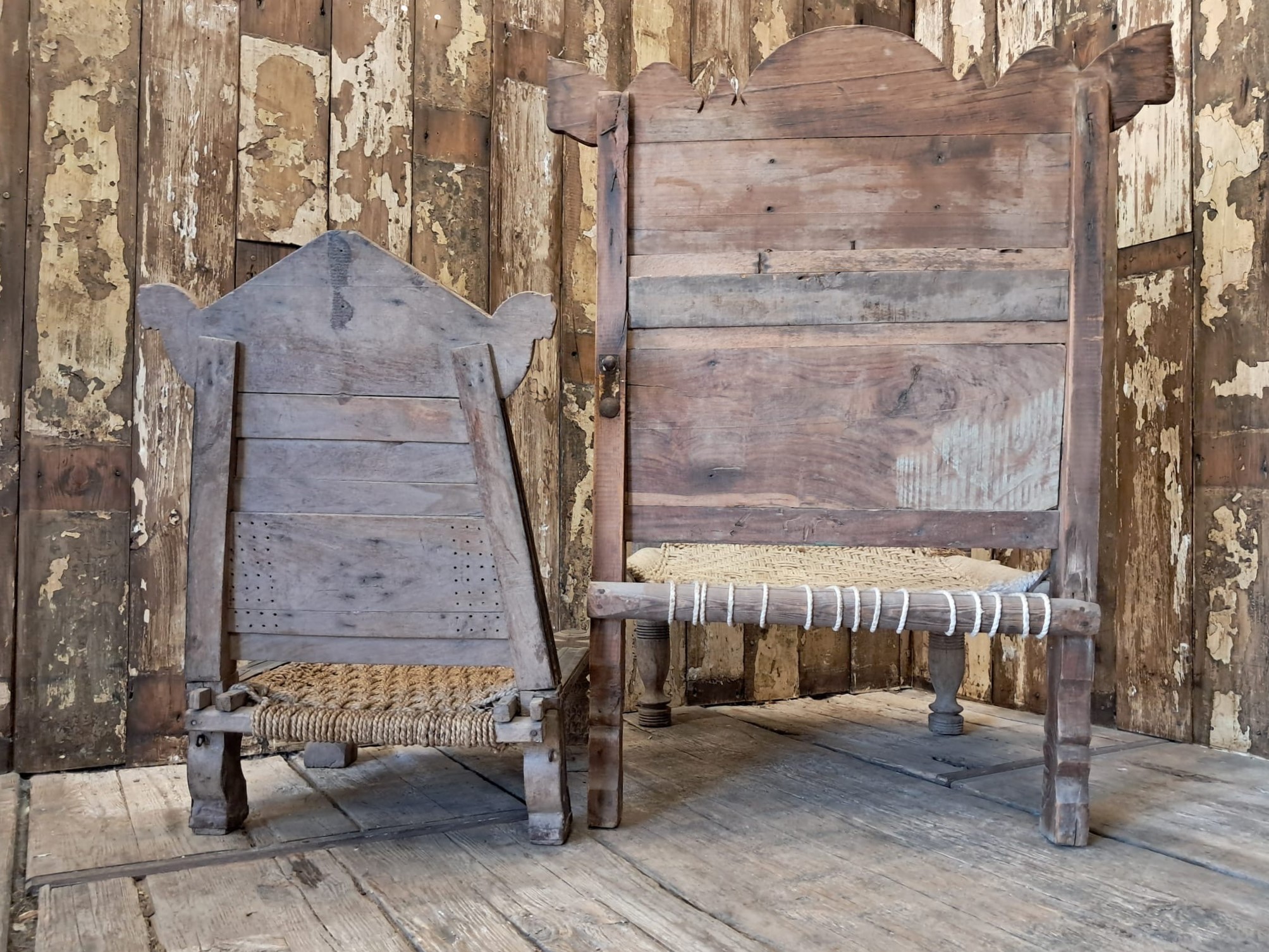wood and rope low chair seating occasional chairs