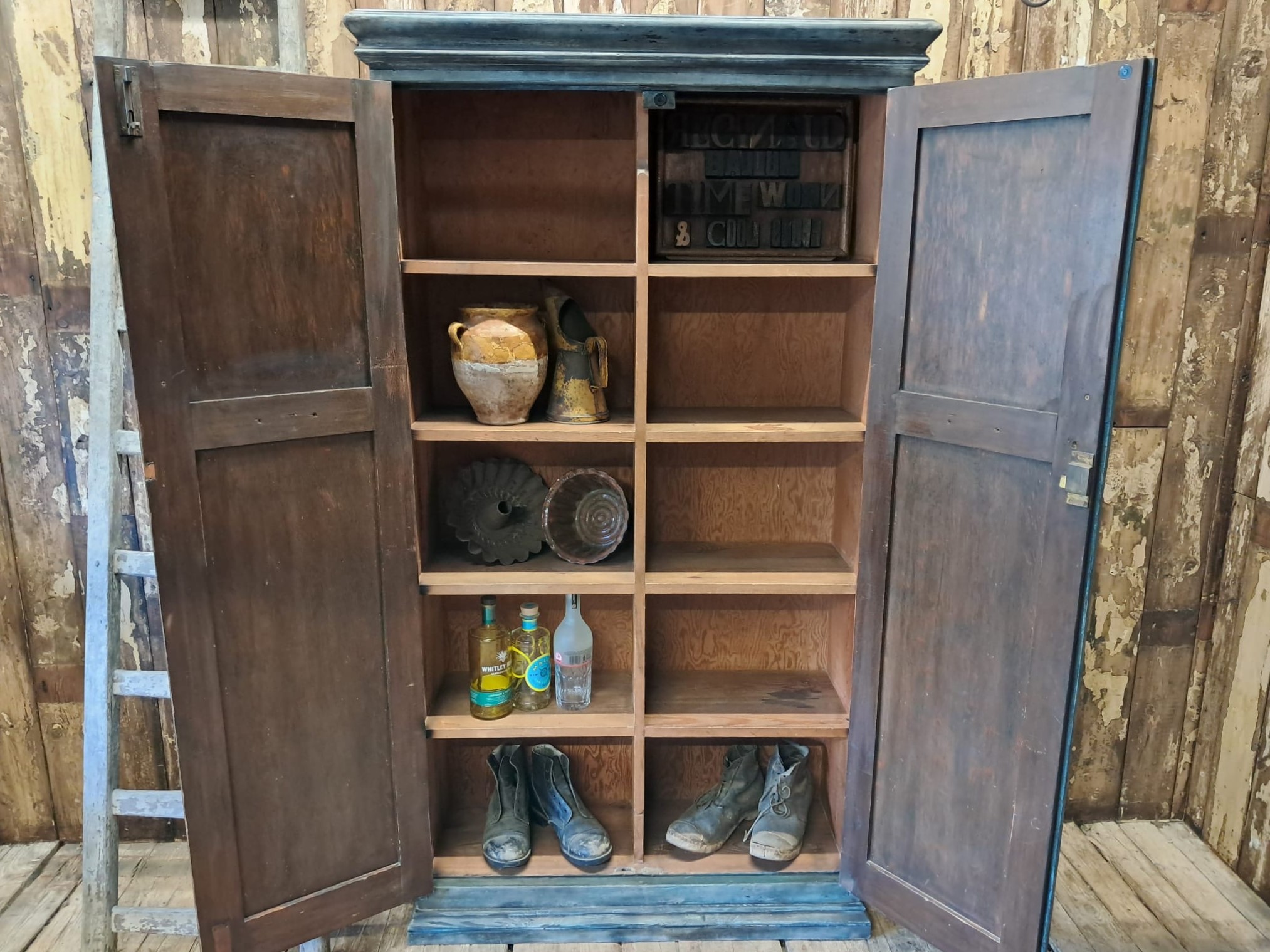painted wooden shelved pantry cupboard furniture cupboards & cabinets