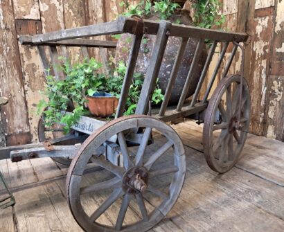 antique wooden wheeled dog cart decorative homewares garden decorative