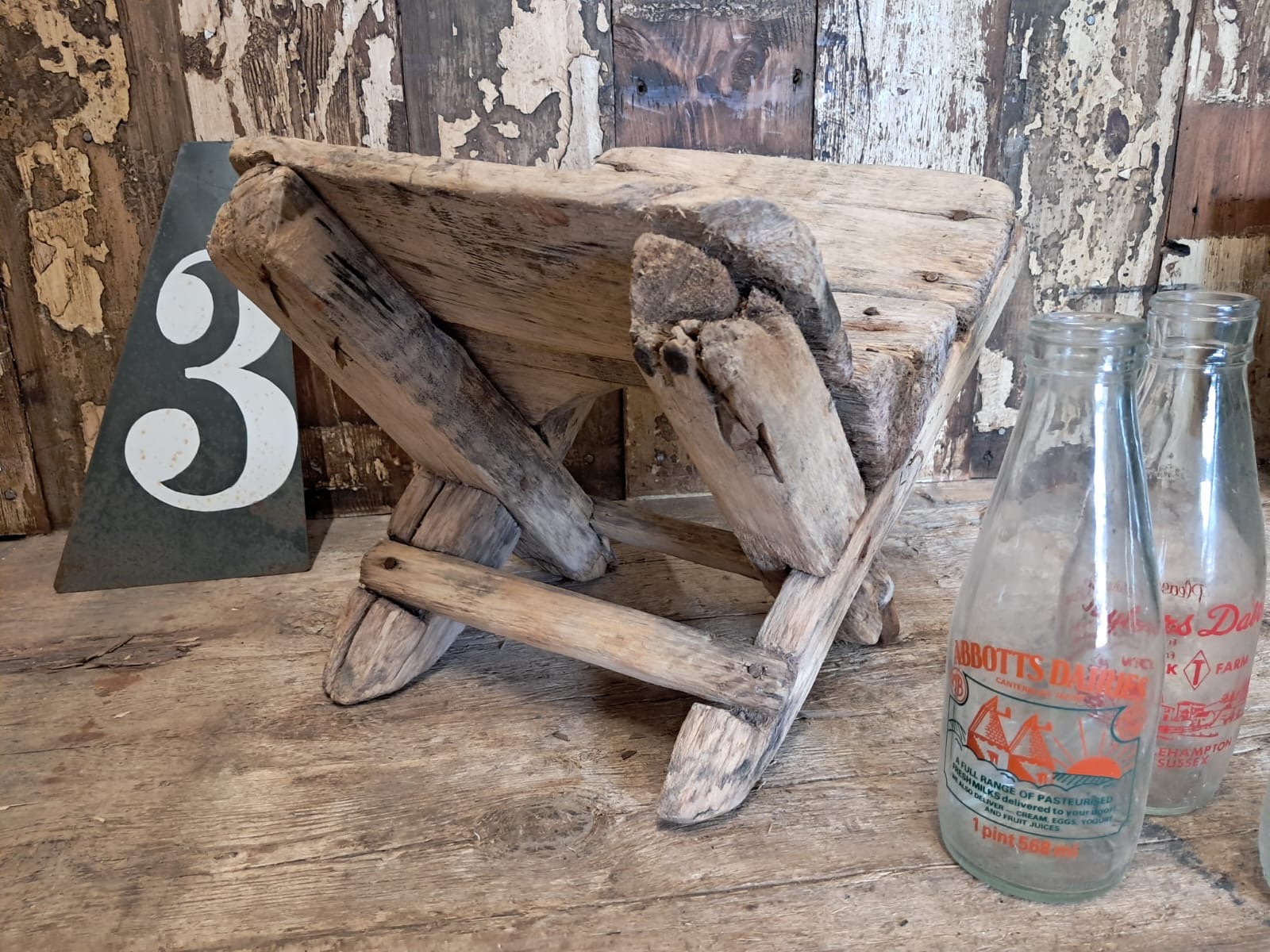 wooden milking stools garden decorative homewares