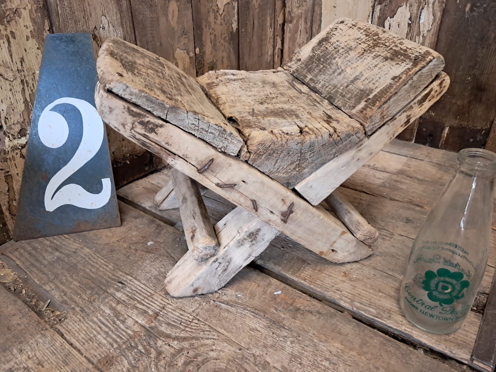 wooden milking stools garden decorative homewares