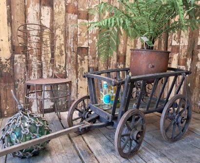 antique wooden wheeled dog cart decorative homewares garden decorative