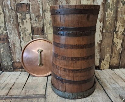 oak copper brass grain barrel lid decorative homewares garden decorative