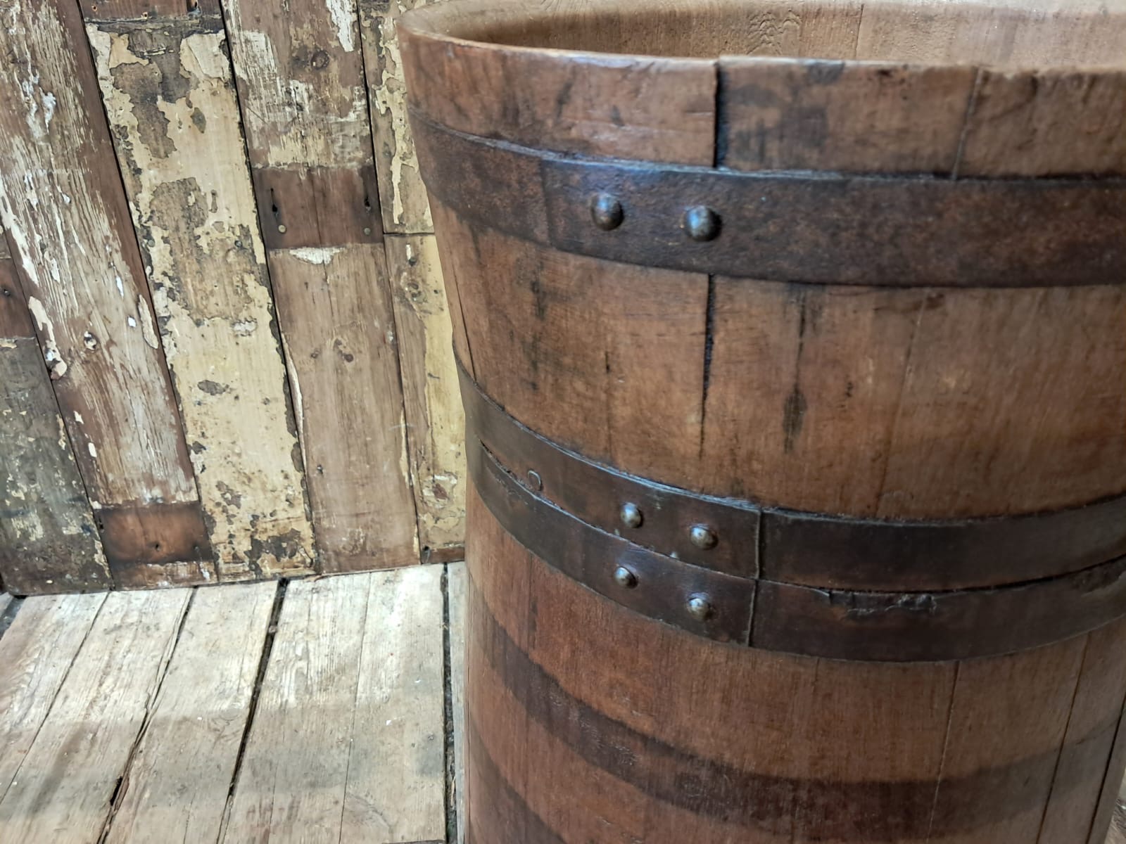 oak copper brass grain barrel lid decorative homewares garden decorative