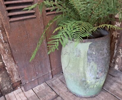 galvanised acid barrel vessel garden planters industrial decorative homewares