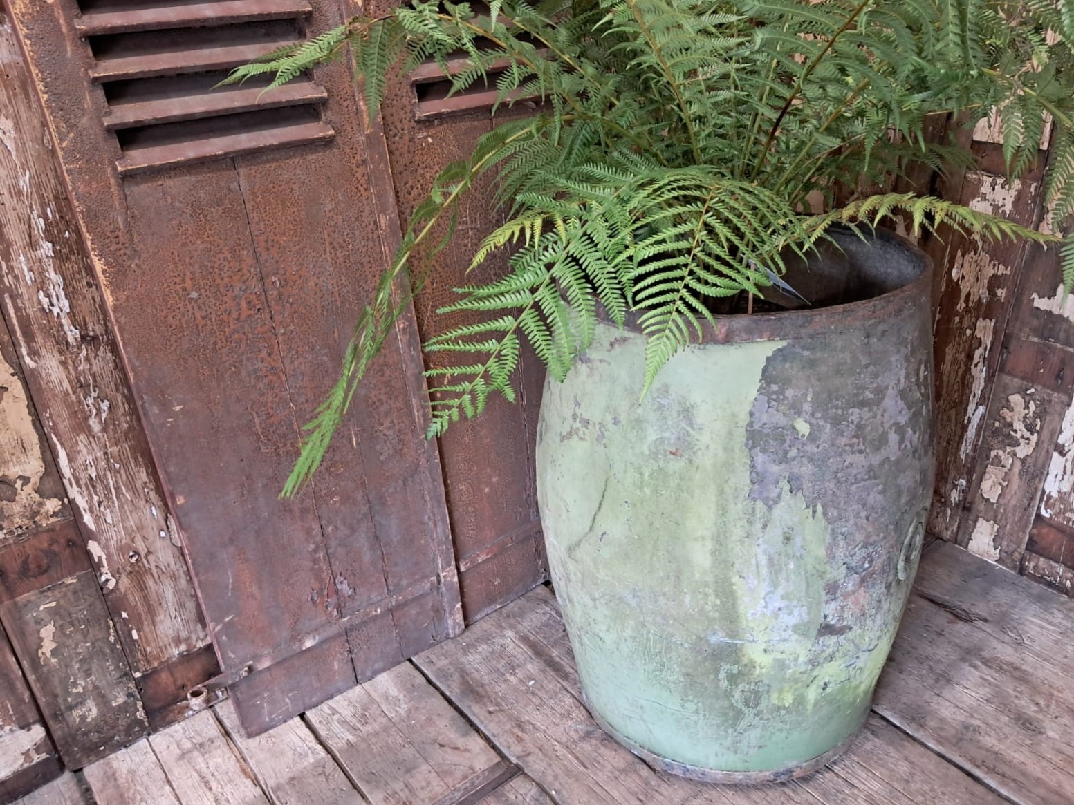 galvanised acid barrel vessel garden planters industrial decorative homewares