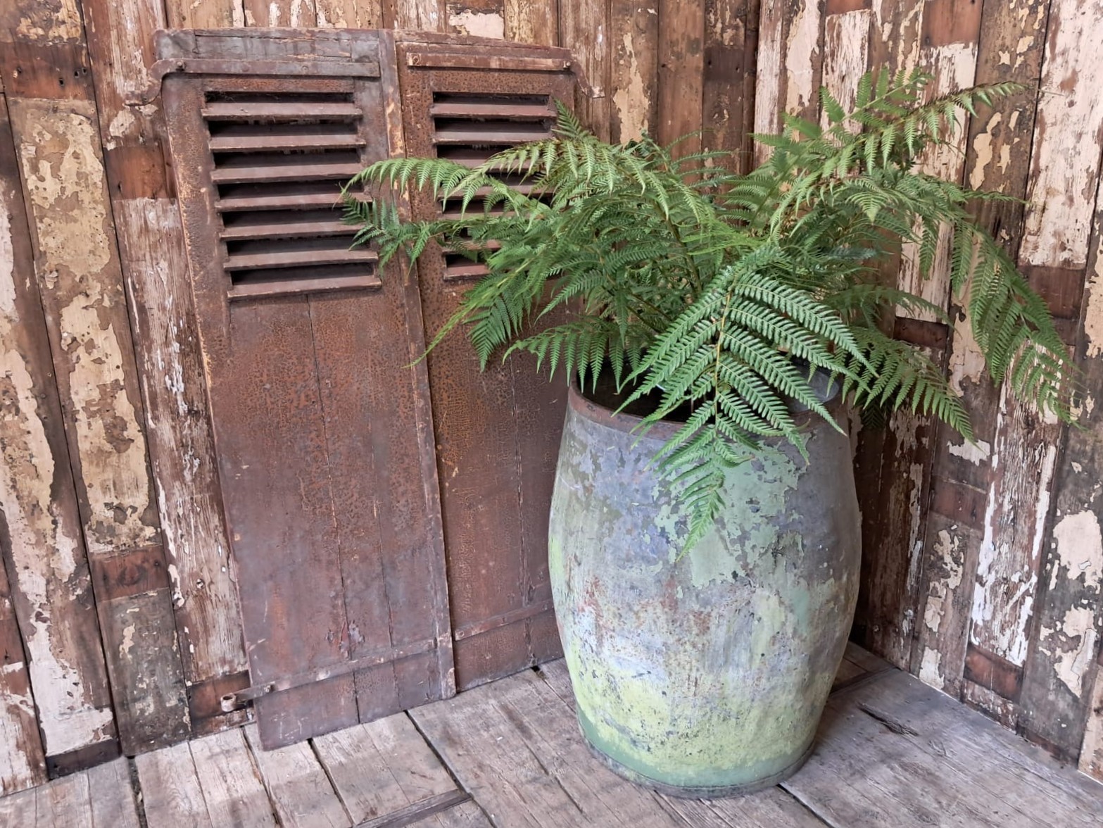 galvanised acid barrel vessel garden planters industrial decorative homewares