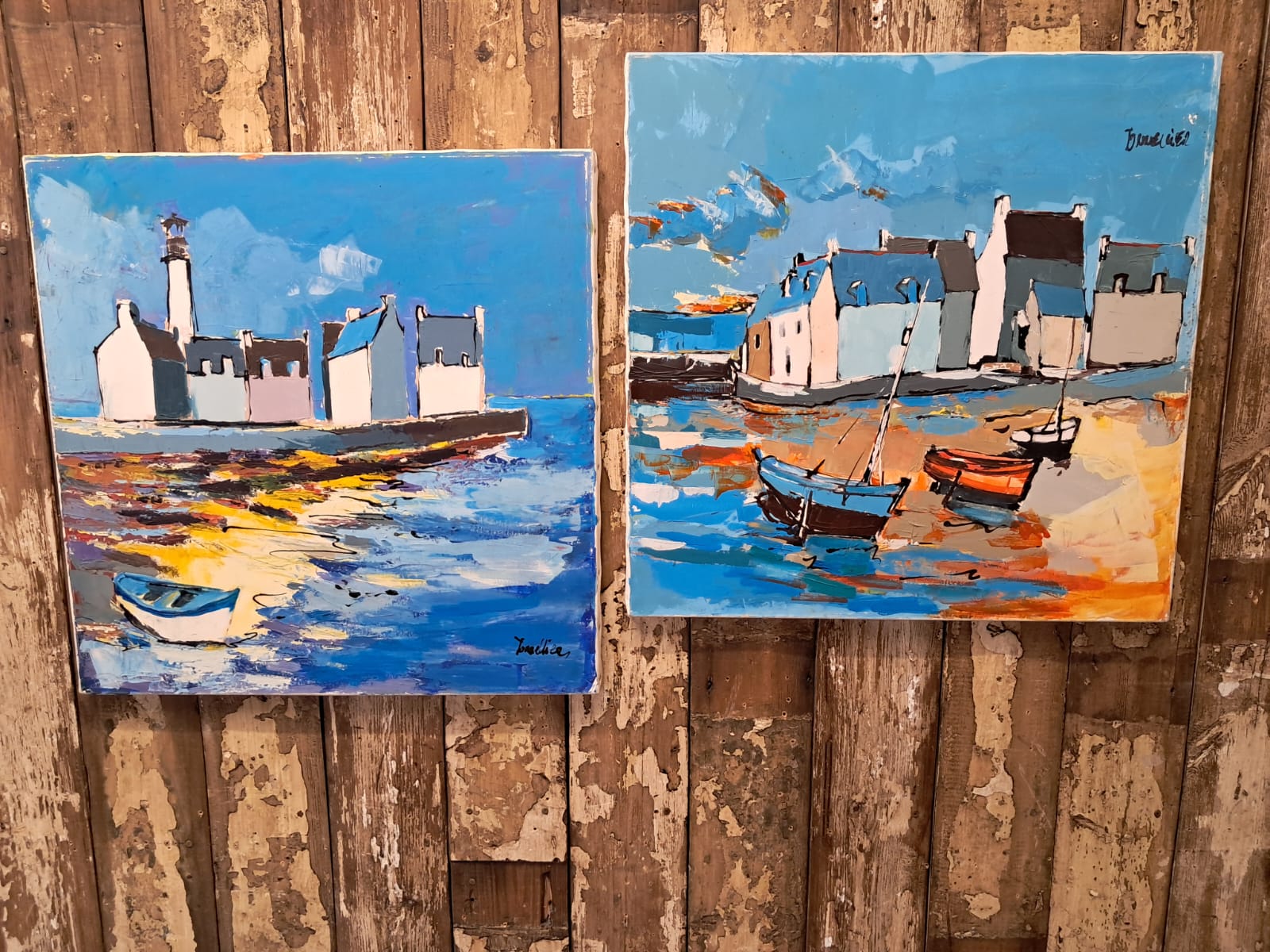 two oil on canvas artworks Decorative art