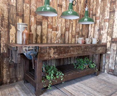 large wooden workbench furniture tables industrial