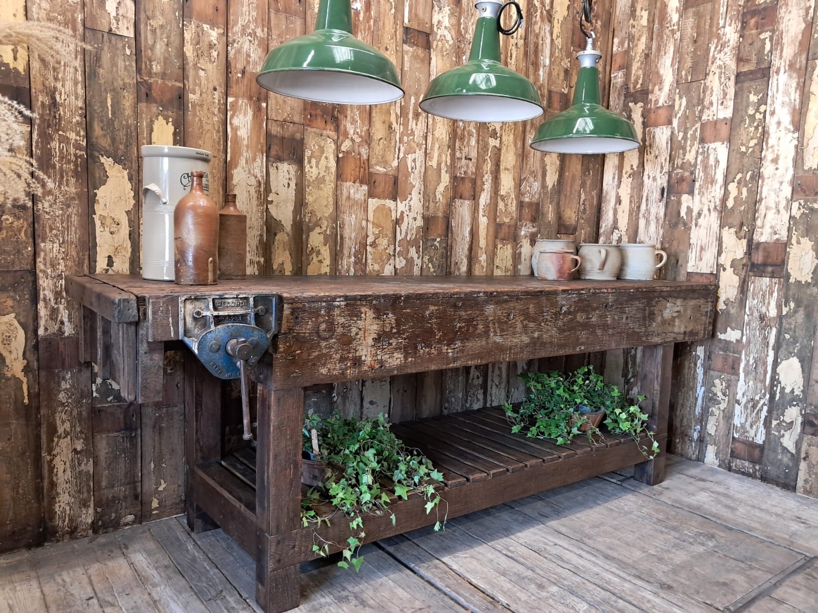 large wooden workbench furniture tables industrial