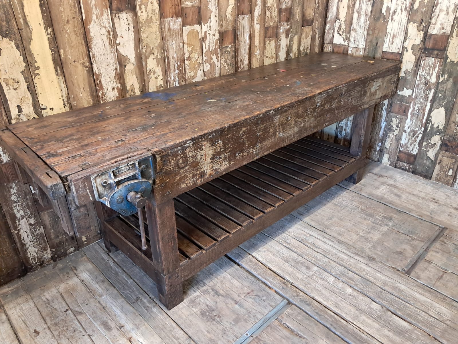 large wooden workbench furniture tables industrial