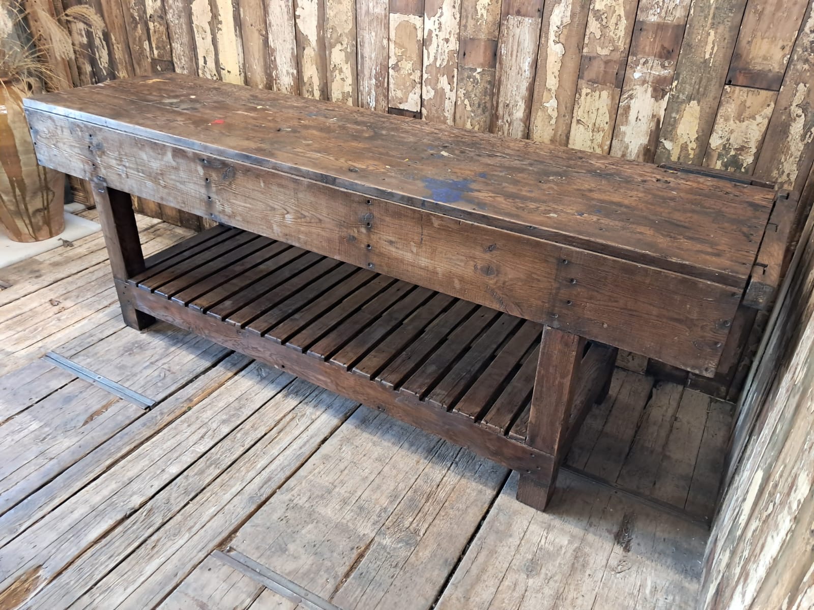 large wooden workbench furniture tables industrial