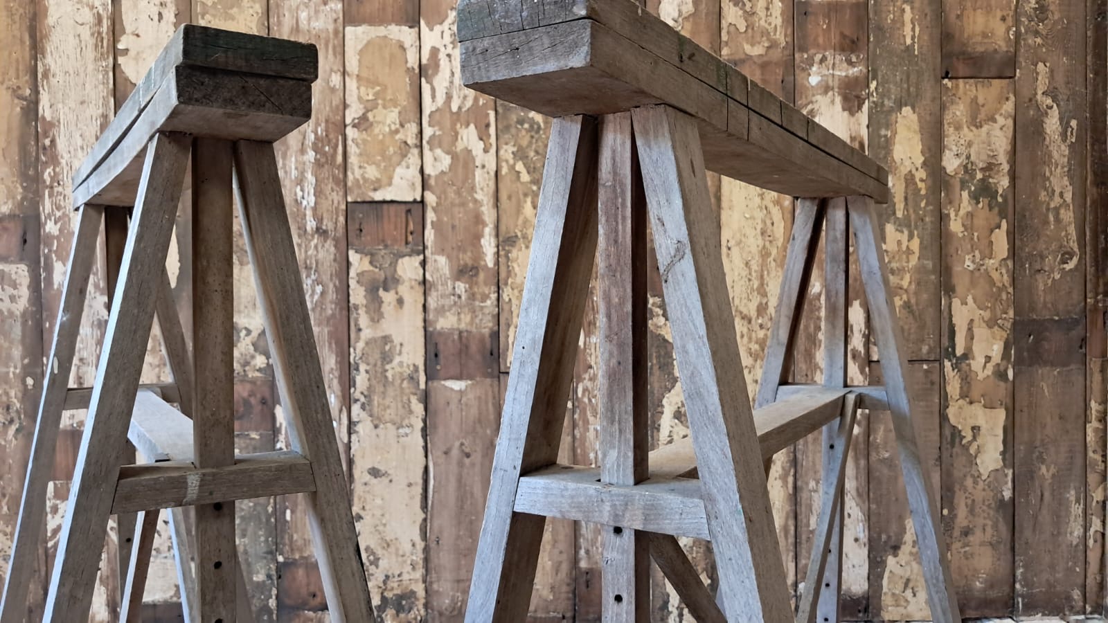pair of wooden adjustable trestles decorative homewares garden