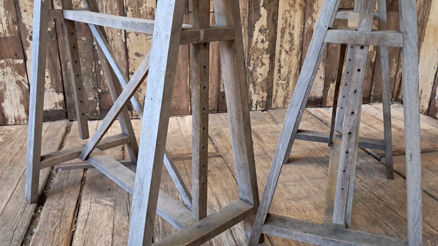 pair of wooden adjustable trestles decorative homewares garden