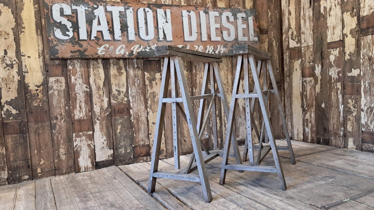 pair of wooden adjustable trestles decorative homewares garden