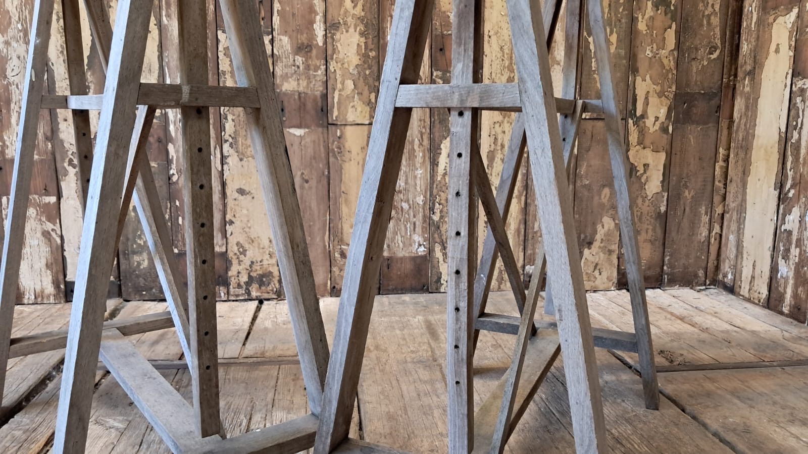 pair of wooden adjustable trestles decorative homewares garden