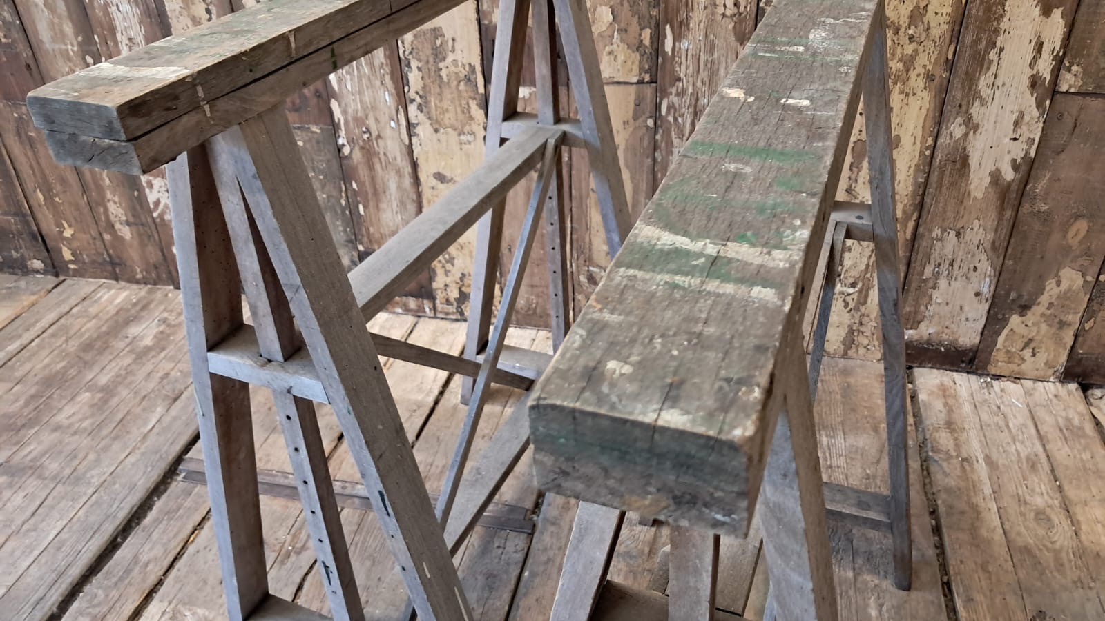 pair of wooden adjustable trestles decorative homewares garden