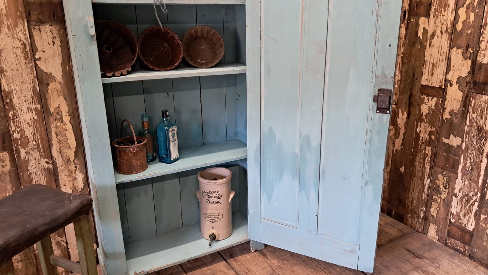 painted wooden shelved pantry cupboard furniture cupboards & cabinets