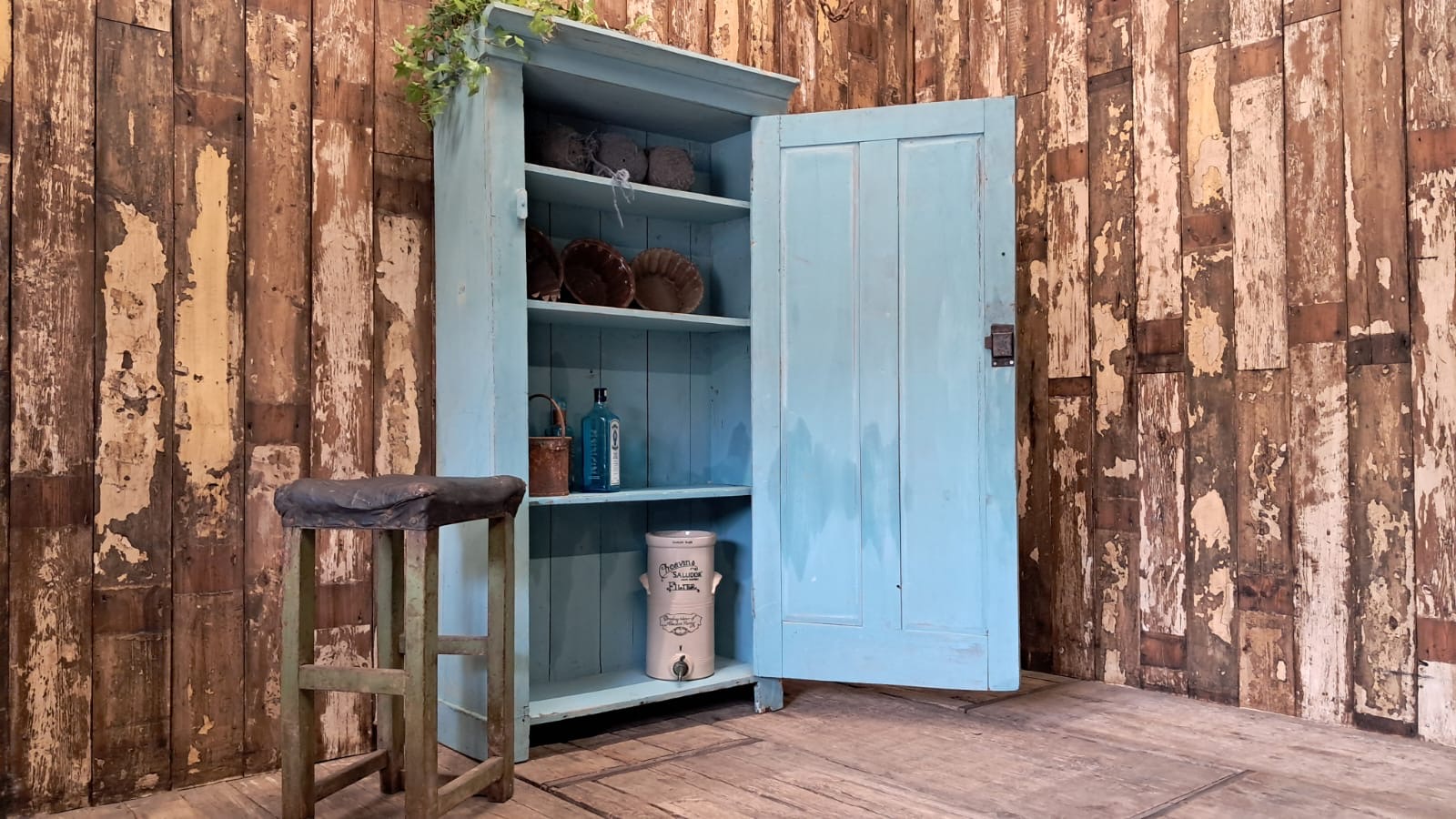 painted wooden shelved pantry cupboard furniture cupboards & cabinets