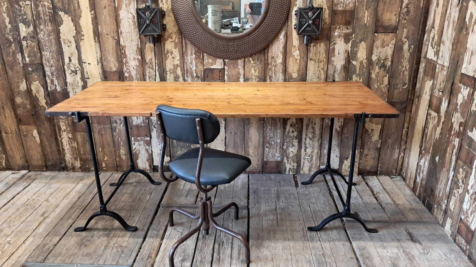 pine topped metal edged trestle table furniture tables industrial