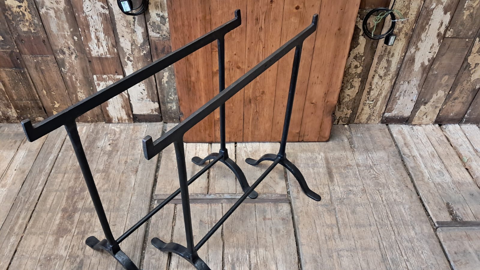 pine topped metal edged trestle table furniture tables industrial