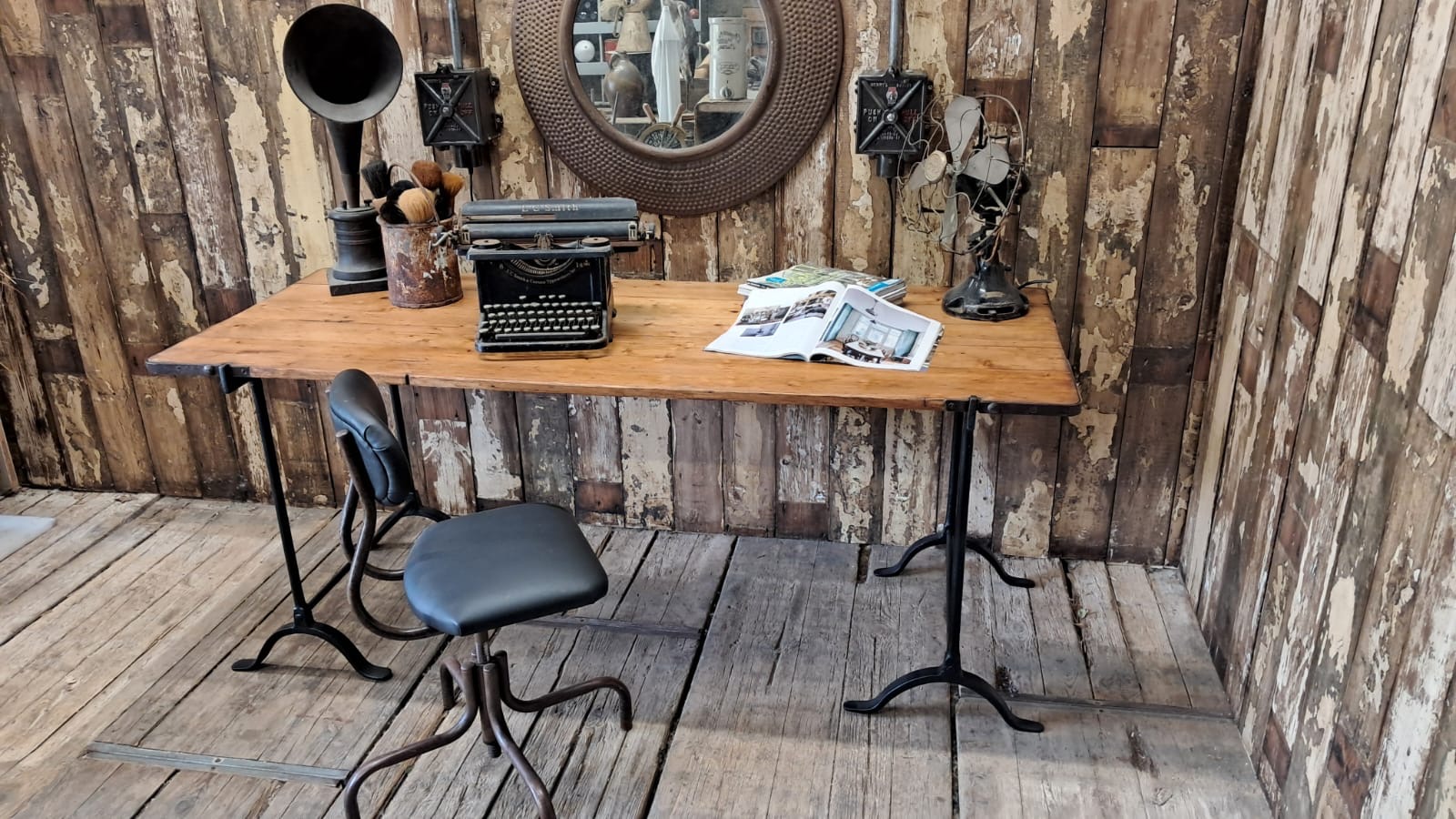 pine topped metal edged trestle table furniture tables industrial