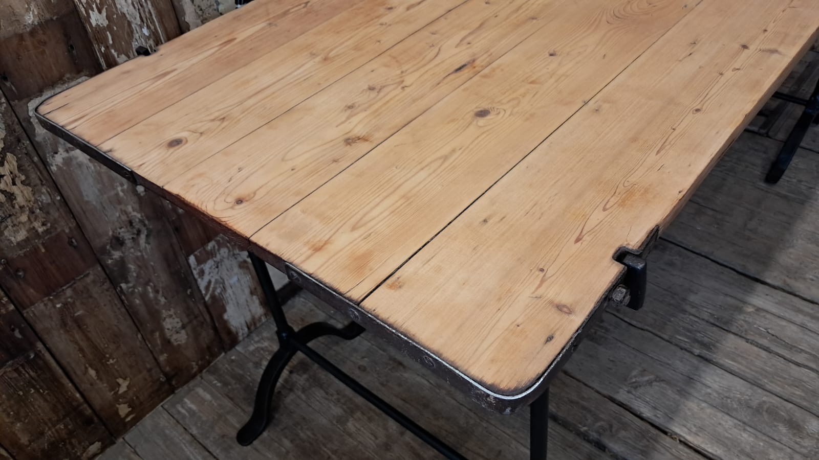 pine topped metal edged trestle table furniture tables industrial