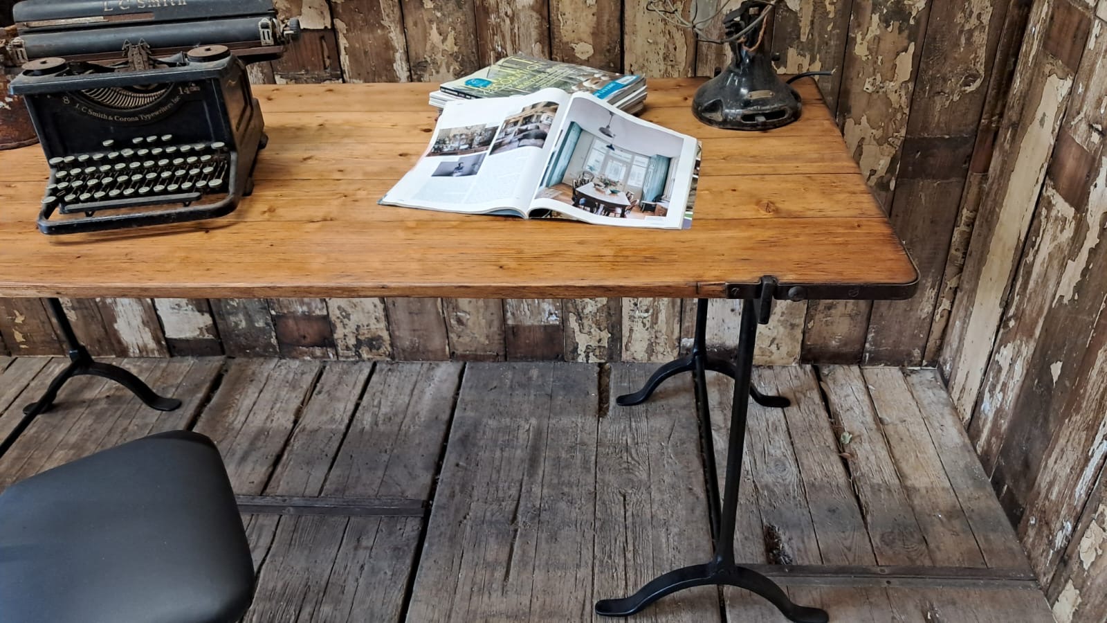 pine topped metal edged trestle table furniture tables industrial