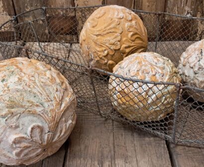 terracotta carved sphere balls garden decorative homewares