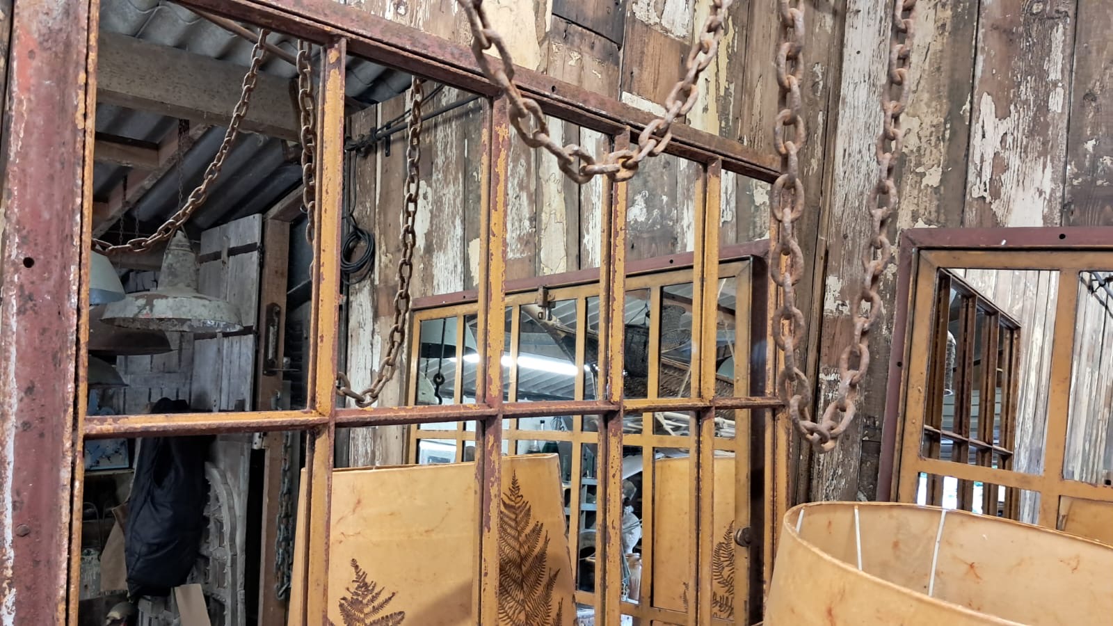 cast iron factory window mirrors industrial garden