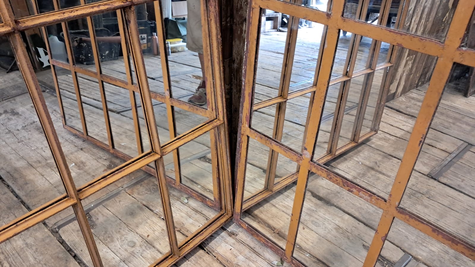 cast iron factory window mirrors industrial garden