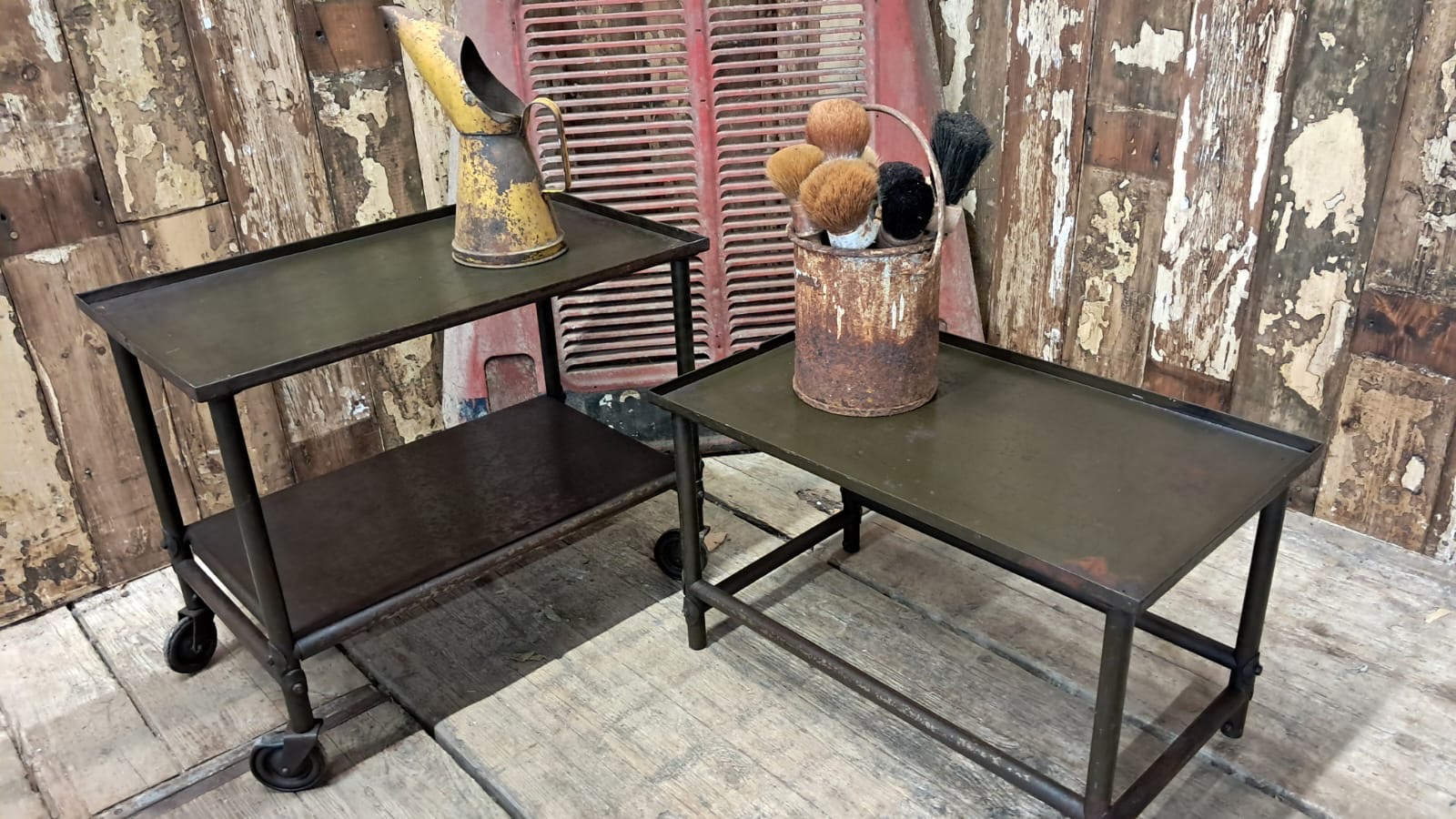 metal wheeled table industrial furniture tables