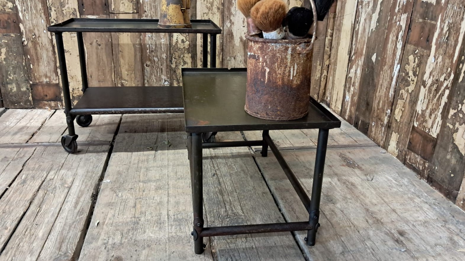 metal wheeled table industrial furniture tables