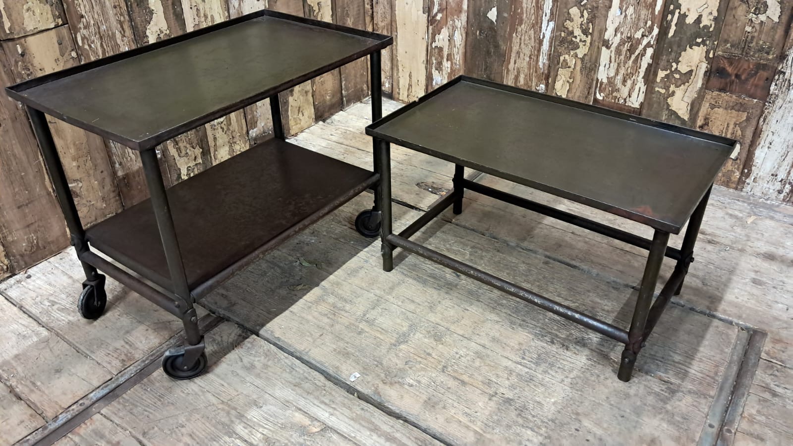 metal wheeled table industrial furniture tables