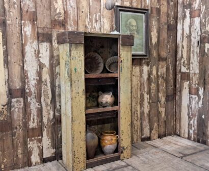 painted wooden open shelving furniture storage