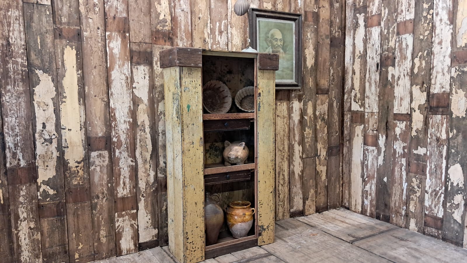 painted wooden open shelving furniture storage