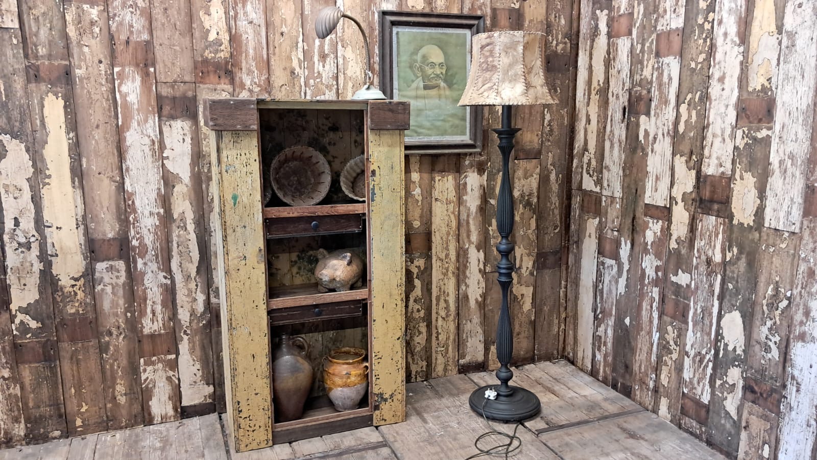 painted wooden open shelving furniture storage